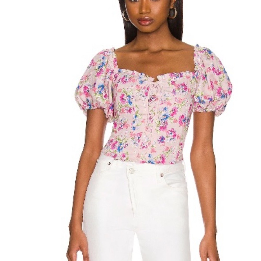 Astr Pink and Purple Floral Blouse